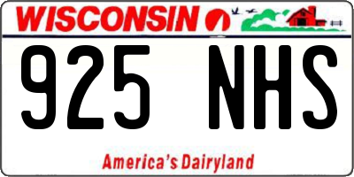 WI license plate 925NHS