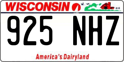 WI license plate 925NHZ