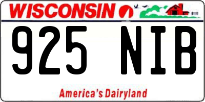 WI license plate 925NIB