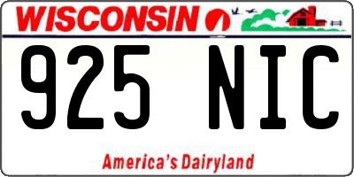 WI license plate 925NIC