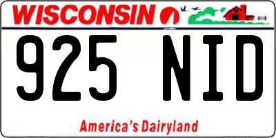 WI license plate 925NID