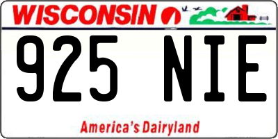 WI license plate 925NIE