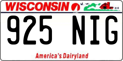 WI license plate 925NIG