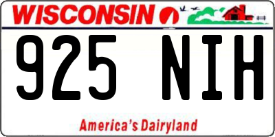 WI license plate 925NIH