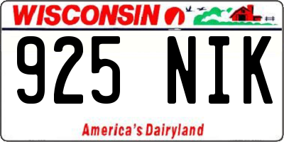 WI license plate 925NIK