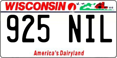 WI license plate 925NIL