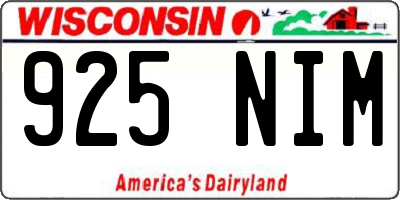 WI license plate 925NIM
