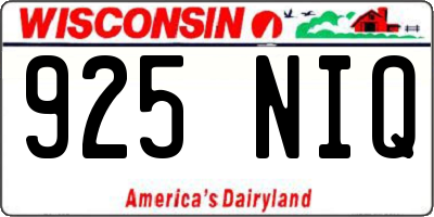 WI license plate 925NIQ