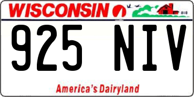 WI license plate 925NIV