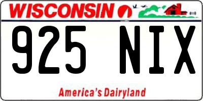 WI license plate 925NIX