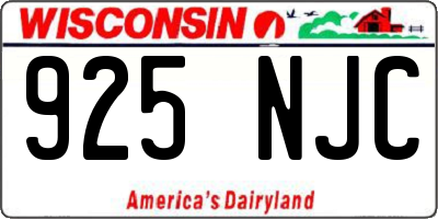 WI license plate 925NJC