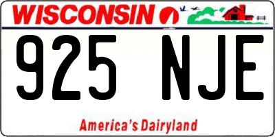 WI license plate 925NJE