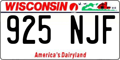 WI license plate 925NJF