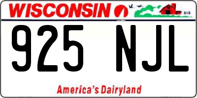 WI license plate 925NJL