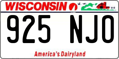 WI license plate 925NJO