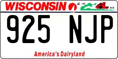 WI license plate 925NJP