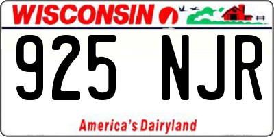 WI license plate 925NJR