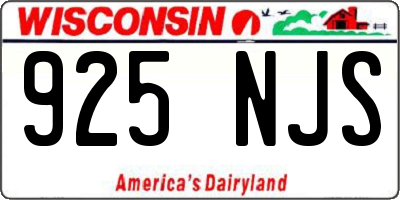 WI license plate 925NJS