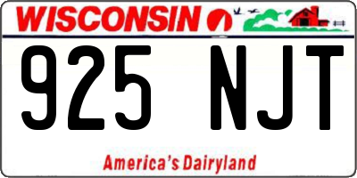 WI license plate 925NJT