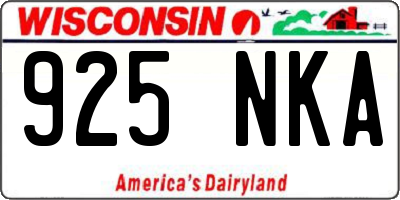 WI license plate 925NKA