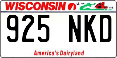 WI license plate 925NKD