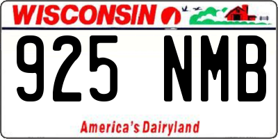 WI license plate 925NMB