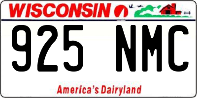 WI license plate 925NMC
