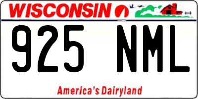 WI license plate 925NML