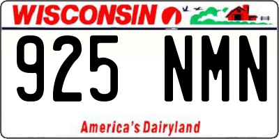 WI license plate 925NMN