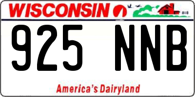 WI license plate 925NNB