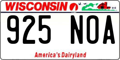 WI license plate 925NOA
