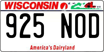 WI license plate 925NOD