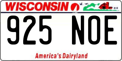 WI license plate 925NOE