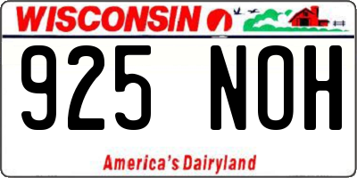WI license plate 925NOH