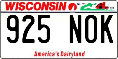 WI license plate 925NOK