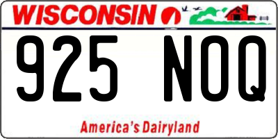 WI license plate 925NOQ