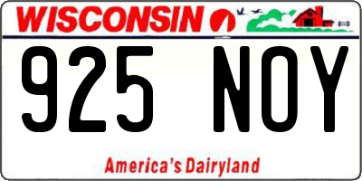 WI license plate 925NOY