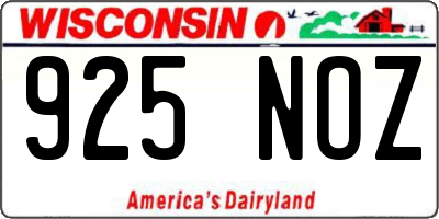 WI license plate 925NOZ