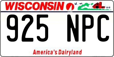 WI license plate 925NPC