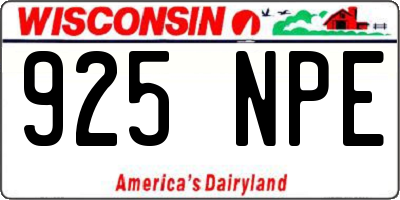 WI license plate 925NPE
