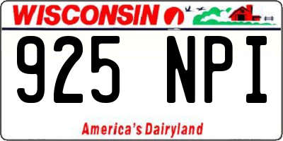 WI license plate 925NPI