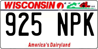WI license plate 925NPK