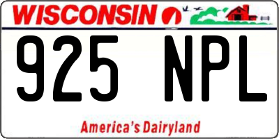 WI license plate 925NPL