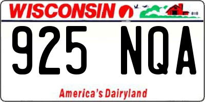 WI license plate 925NQA