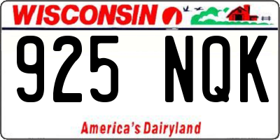 WI license plate 925NQK