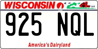 WI license plate 925NQL