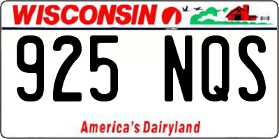 WI license plate 925NQS