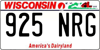 WI license plate 925NRG
