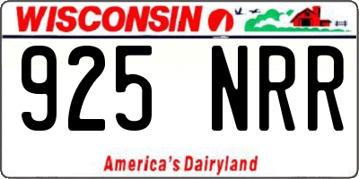 WI license plate 925NRR