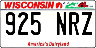 WI license plate 925NRZ